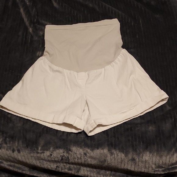 Motherhood Maternity Pants - High-Waisted Motherhood Maternity White(ish) Maternity Shorts